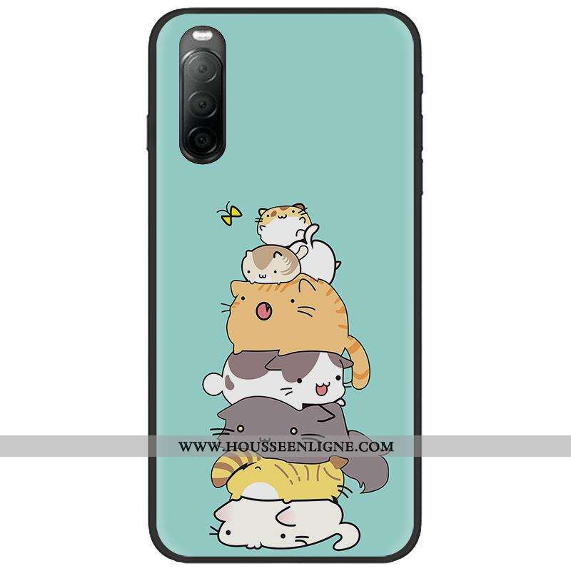 Étui Sony Xperia 10 Ii Délavé En Daim Créatif Noir Téléphone Portable Fluide Doux Pu Dessin Animé Ro