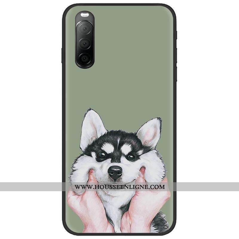 Étui Sony Xperia 10 Ii Délavé En Daim Créatif Noir Téléphone Portable Fluide Doux Pu Dessin Animé Ro