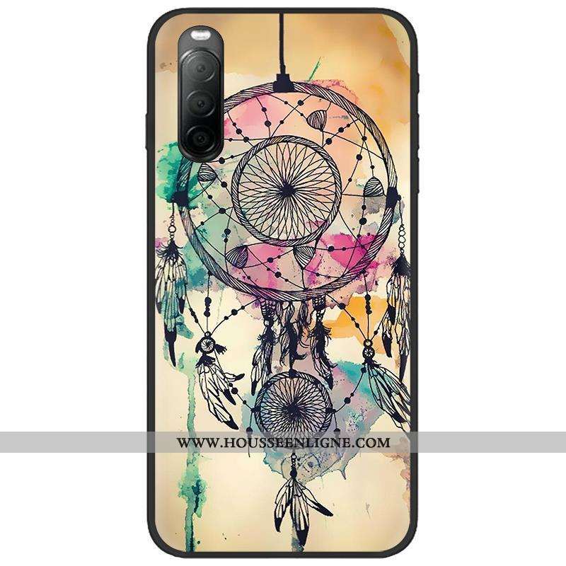 Étui Sony Xperia 10 Ii Délavé En Daim Créatif Noir Téléphone Portable Fluide Doux Pu Dessin Animé Ro