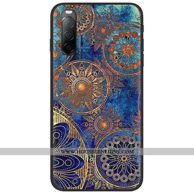 Étui Sony Xperia 10 Ii Délavé En Daim Créatif Noir Téléphone Portable Fluide Doux Pu Dessin Animé Ro