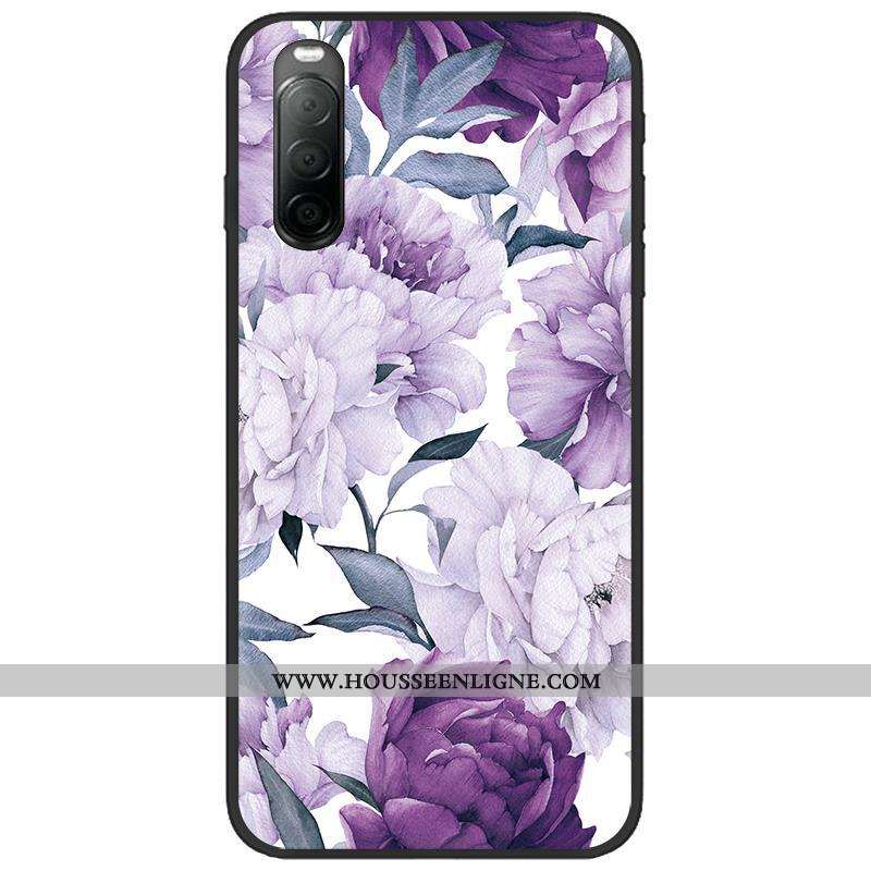Étui Sony Xperia 10 Ii Délavé En Daim Créatif Noir Téléphone Portable Fluide Doux Pu Dessin Animé Ro
