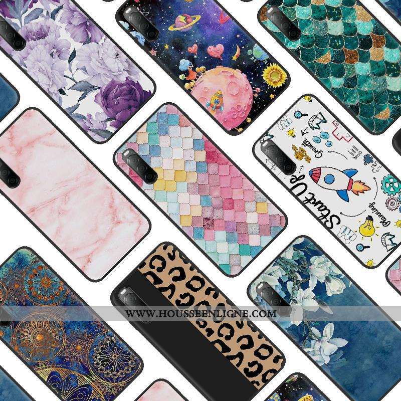 Étui Sony Xperia 10 Ii Délavé En Daim Créatif Noir Téléphone Portable Fluide Doux Pu Dessin Animé Ro