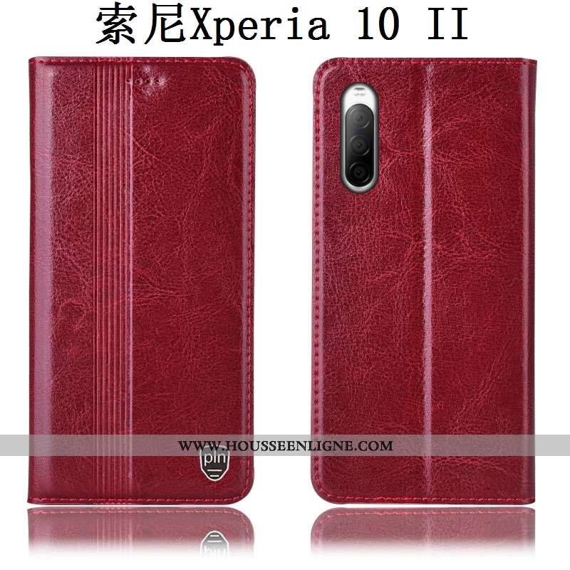 Étui Sony Xperia 10 Ii Protection Cuir Véritable Téléphone Portable Incassable Coque Housse Marron