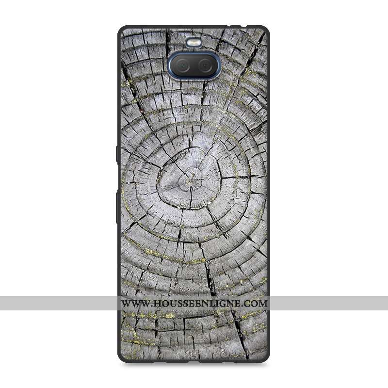 Étui Sony Xperia 10 Plus En Bois Tendance Protection Incassable Coque Gris Personnalité