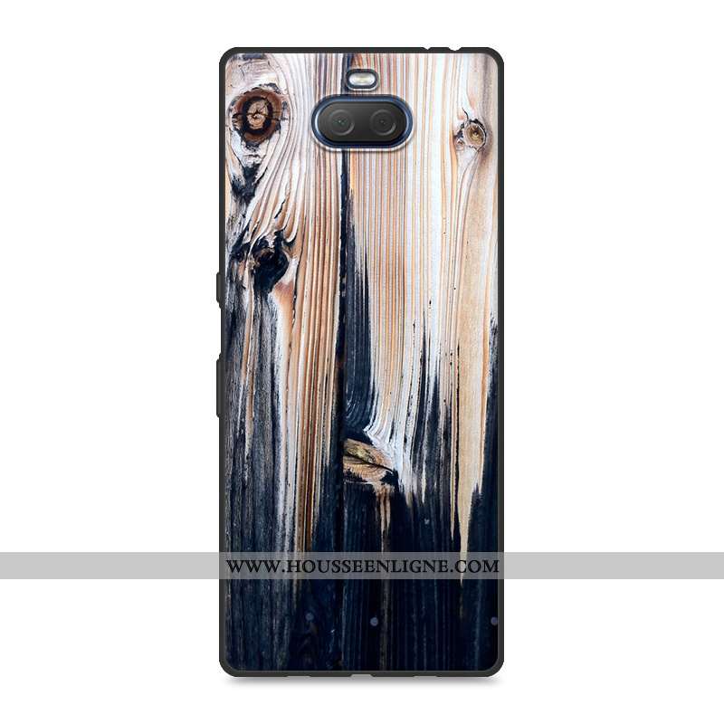 Étui Sony Xperia 10 Plus En Bois Tendance Protection Incassable Coque Gris Personnalité
