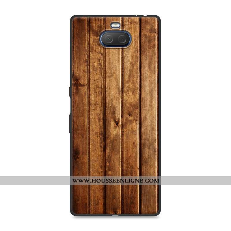 Étui Sony Xperia 10 Plus En Bois Tendance Protection Incassable Coque Gris Personnalité