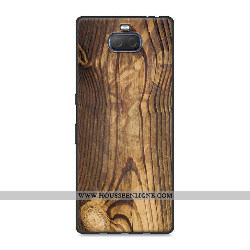 Étui Sony Xperia 10 Plus En Bois Tendance Protection Incassable Coque Gris Personnalité