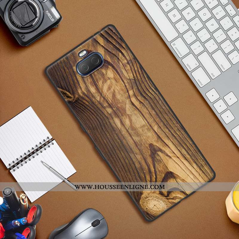 Étui Sony Xperia 10 Plus En Bois Tendance Protection Incassable Coque Gris Personnalité