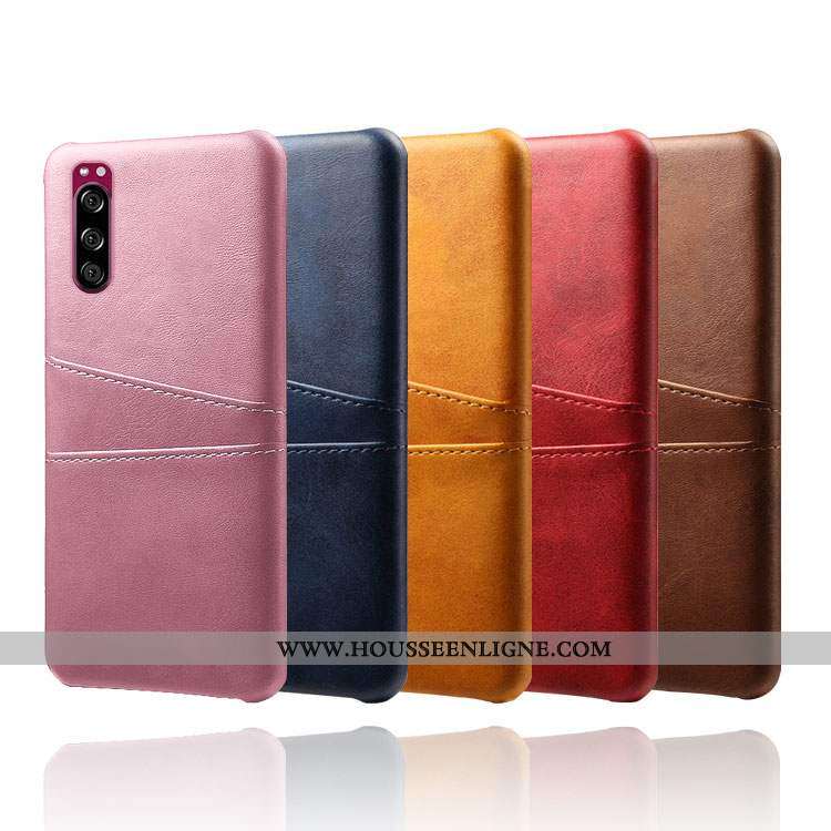 Étui Sony Xperia 5 Cuir Protection Qualité Rose Téléphone Portable Coque