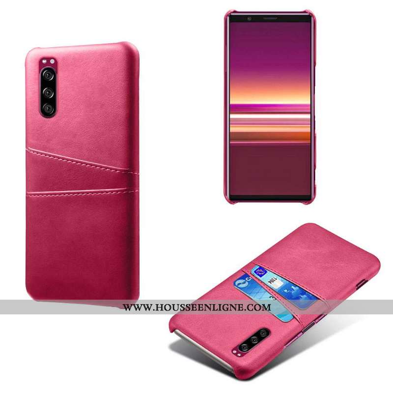 Étui Sony Xperia 5 Cuir Protection Qualité Rose Téléphone Portable Coque