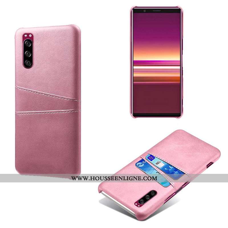 Étui Sony Xperia 5 Cuir Protection Qualité Rose Téléphone Portable Coque