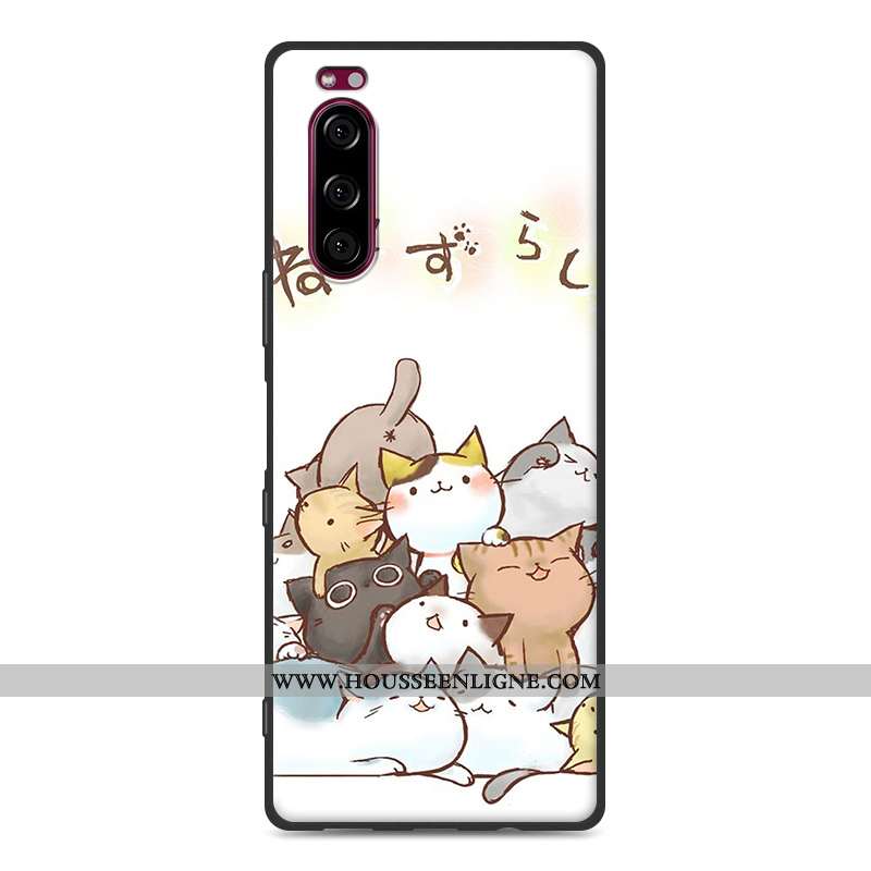 Étui Sony Xperia 5 Délavé En Daim Fluide Doux Protection Blanc Noir Tout Compris Blanche