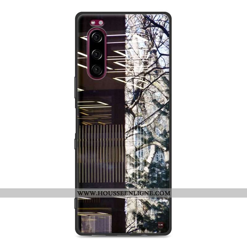 Étui Sony Xperia 5 Délavé En Daim Fluide Doux Protection Blanc Noir Tout Compris Blanche