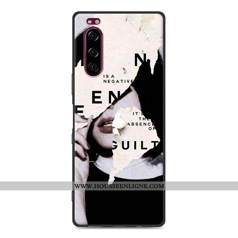 Étui Sony Xperia 5 Délavé En Daim Fluide Doux Protection Blanc Noir Tout Compris Blanche