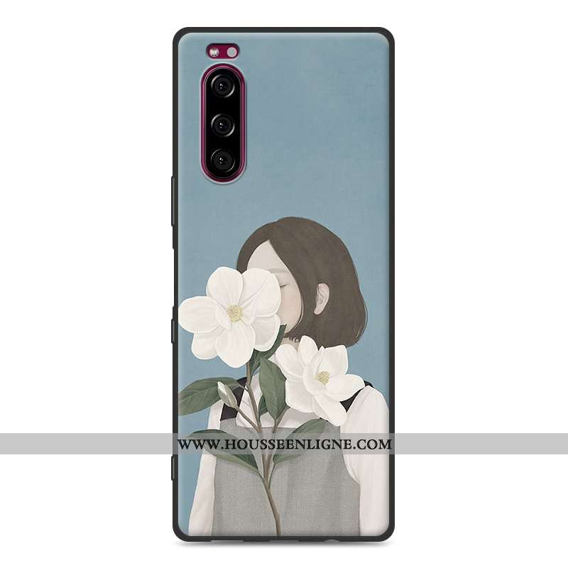 Étui Sony Xperia 5 Fluide Doux Protection Nouveau Coque Bleu Tout Compris Incassable