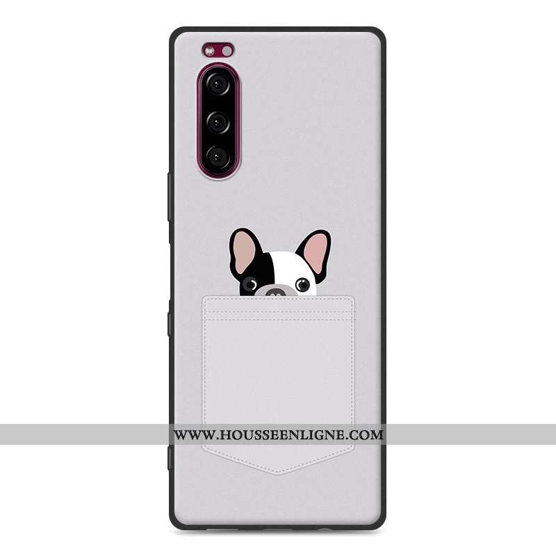 Étui Sony Xperia 5 Fluide Doux Silicone Téléphone Portable 2020 Tout Compris Protection Gris