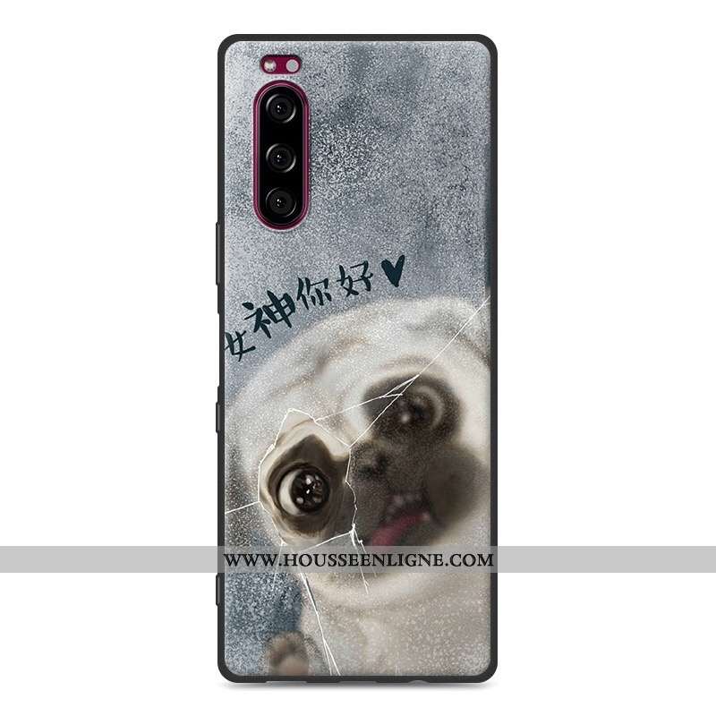 Étui Sony Xperia 5 Fluide Doux Silicone Téléphone Portable 2020 Tout Compris Protection Gris