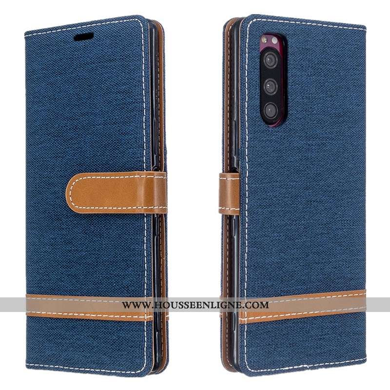 Étui Sony Xperia 5 Tendance Cuir Carte Violet Protection Housse