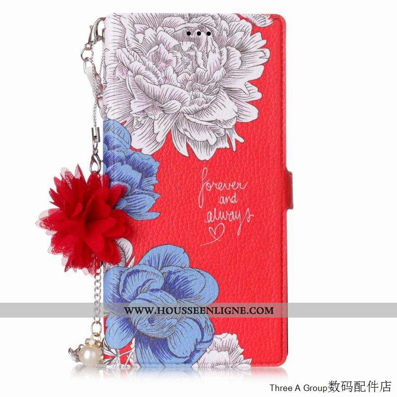 Étui Sony Xperia L1 Cuir Protection Portefeuille Coque Téléphone Portable Rouge