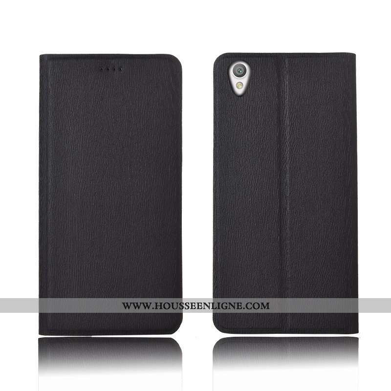 Étui Sony Xperia L1 Fluide Doux Silicone Incassable Clamshell Cuir Arbres Protection Noir