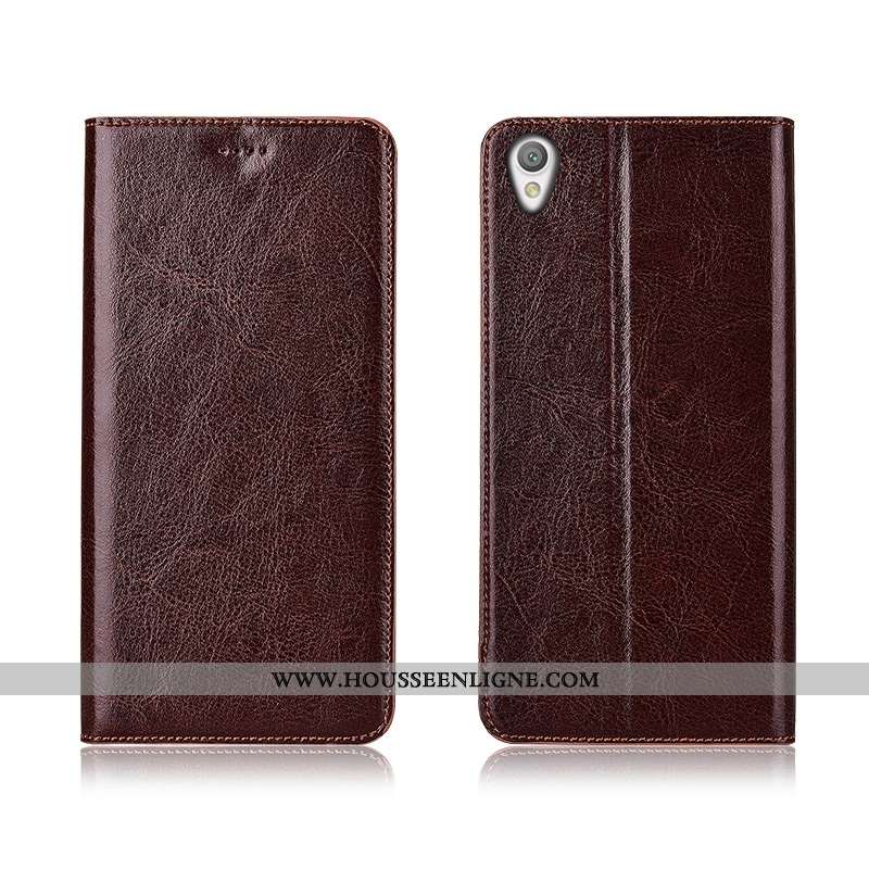 Étui Sony Xperia L1 Protection Cuir Véritable Téléphone Portable Marron Nouveau Incassable