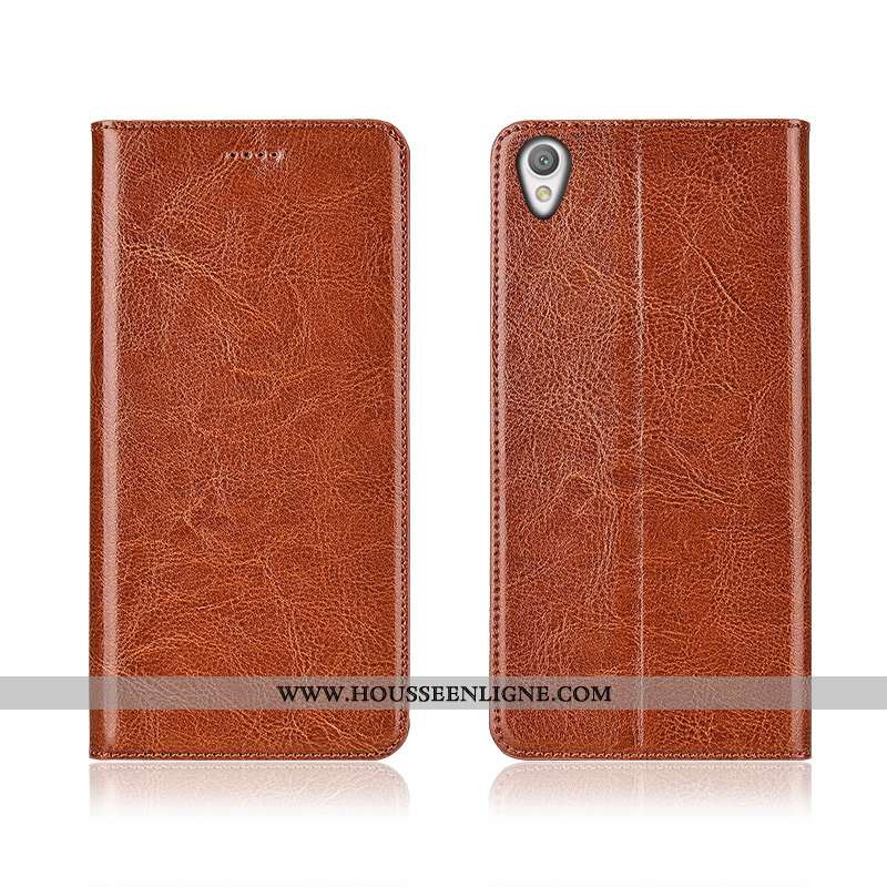 Étui Sony Xperia L1 Protection Cuir Véritable Téléphone Portable Marron Nouveau Incassable