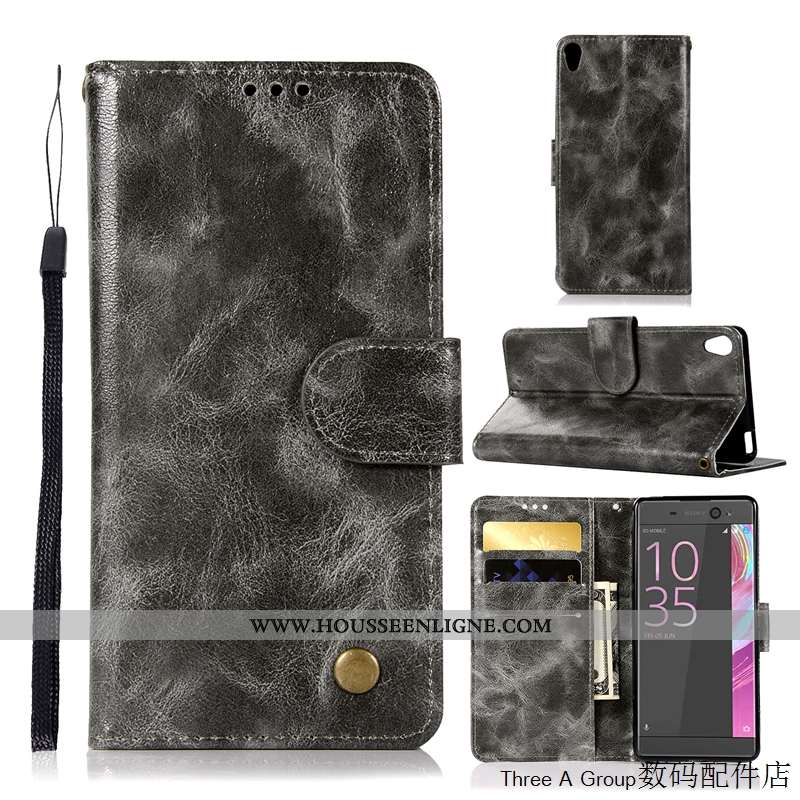 Étui Sony Xperia L1 Protection Vintage Gris Téléphone Portable Housse Business