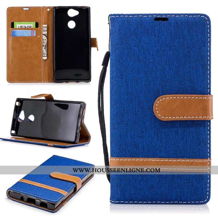 Étui Sony Xperia L2 Portefeuille Cuir Housse Téléphone Portable Carte Pure Bleu