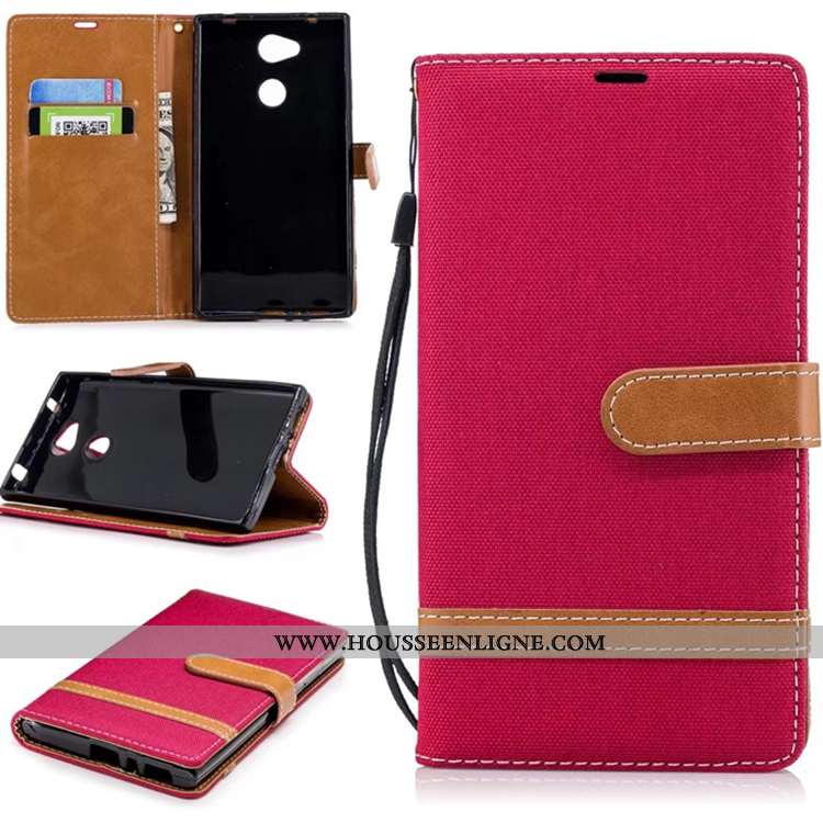 Étui Sony Xperia L2 Portefeuille Cuir Housse Téléphone Portable Carte Pure Bleu
