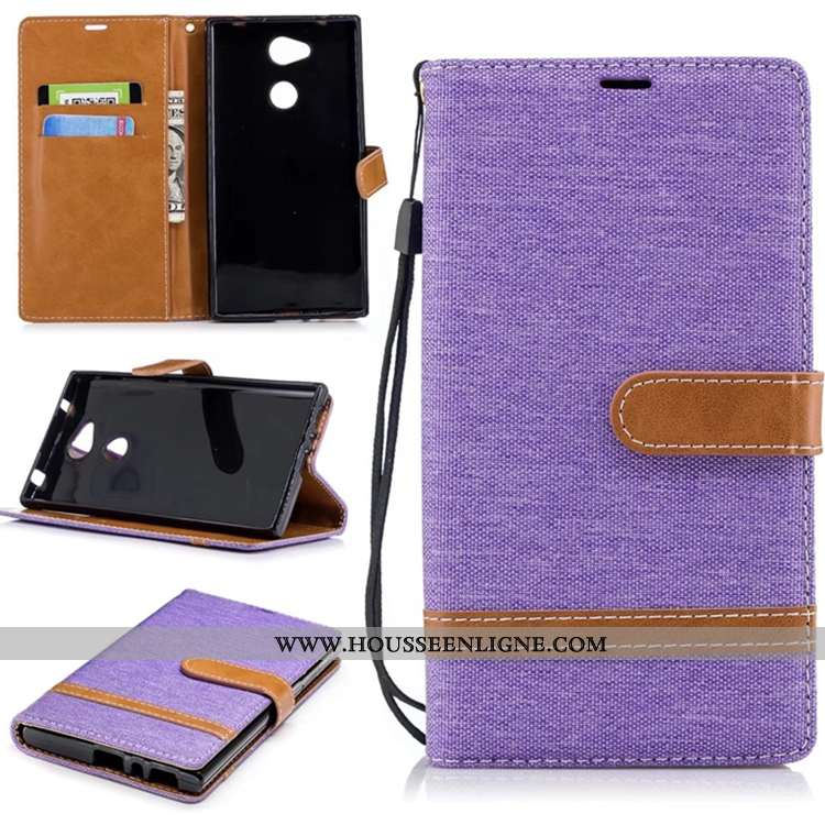 Étui Sony Xperia L2 Portefeuille Cuir Housse Téléphone Portable Carte Pure Bleu
