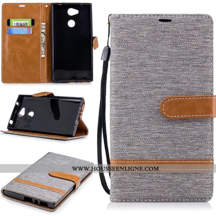 Étui Sony Xperia L2 Portefeuille Cuir Housse Téléphone Portable Carte Pure Bleu