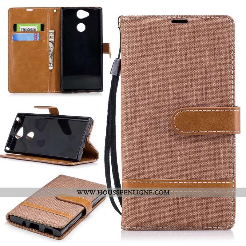 Étui Sony Xperia L2 Portefeuille Cuir Housse Téléphone Portable Carte Pure Bleu