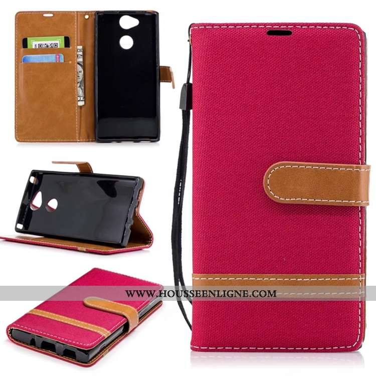 Étui Sony Xperia L2 Portefeuille Cuir Housse Téléphone Portable Carte Pure Bleu