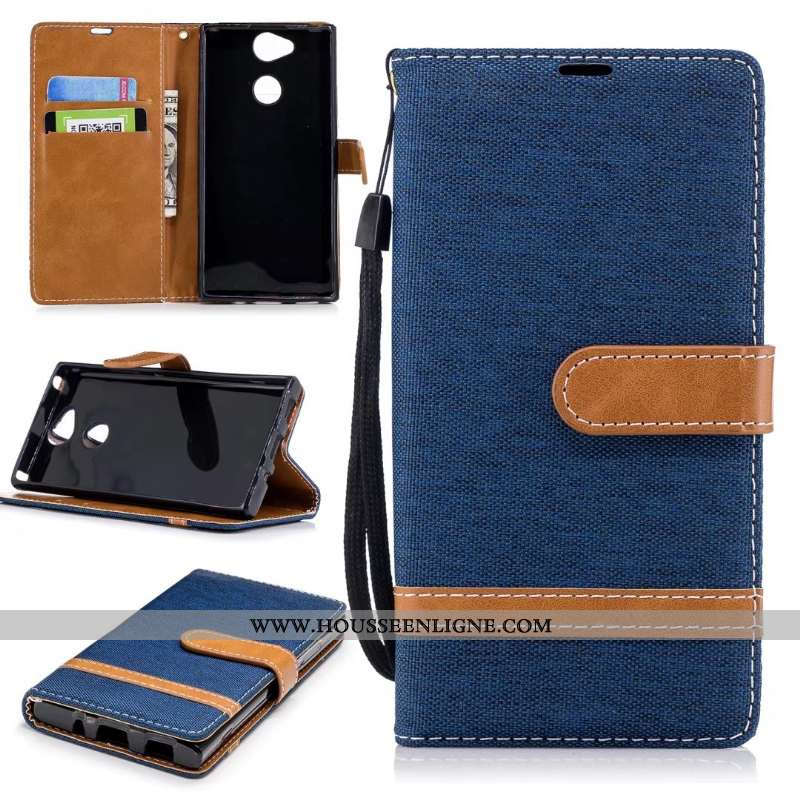 Étui Sony Xperia L2 Portefeuille Cuir Housse Téléphone Portable Carte Pure Bleu