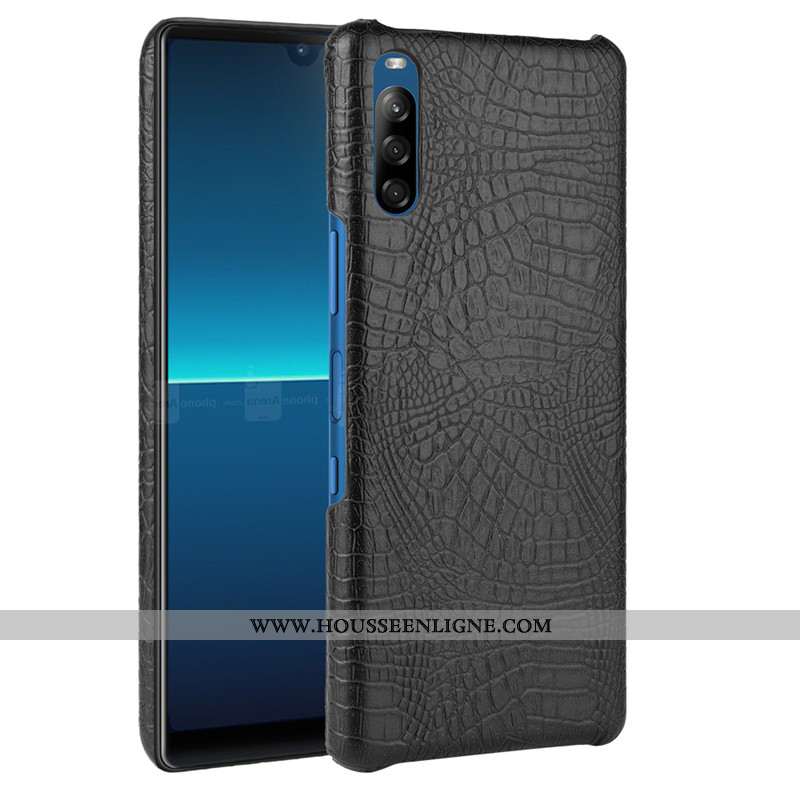 Étui Sony Xperia L4 Protection Cuir Coque Crocodile Téléphone Portable Modèle Fleurie Noir