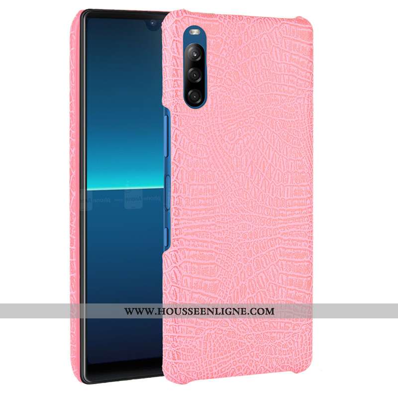 Étui Sony Xperia L4 Protection Cuir Coque Crocodile Téléphone Portable Modèle Fleurie Noir