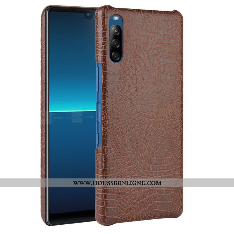 Étui Sony Xperia L4 Protection Cuir Coque Crocodile Téléphone Portable Modèle Fleurie Noir