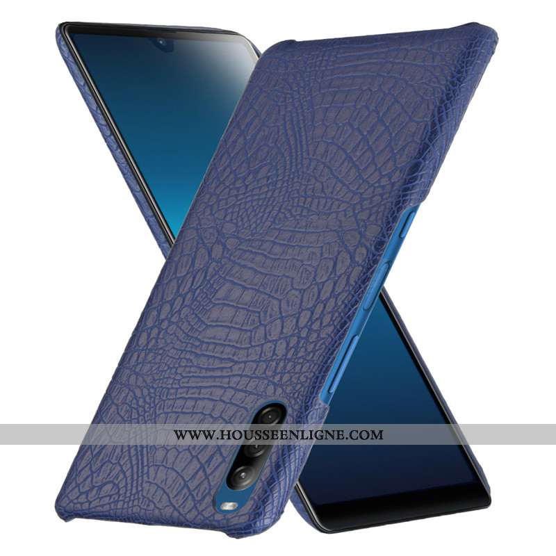 Étui Sony Xperia L4 Protection Cuir Coque Crocodile Téléphone Portable Modèle Fleurie Noir