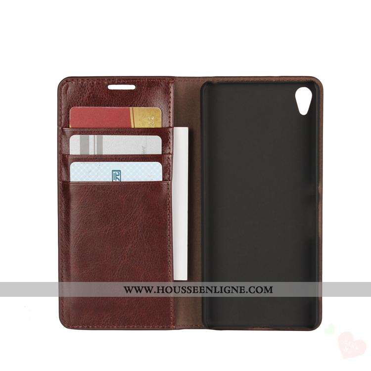 Étui Sony Xperia Xa Cuir Protection Téléphone Portable Véritable Housse Coque Marron