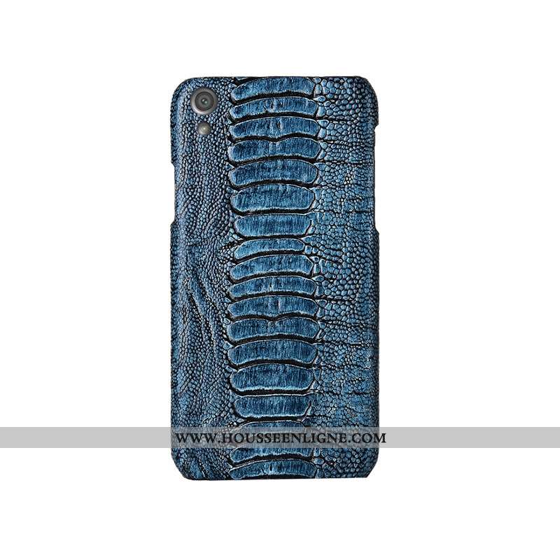 Étui Sony Xperia Xa Cuir Véritable Protection Personnalité Incassable Bleu Marin Luxe Bleu Foncé