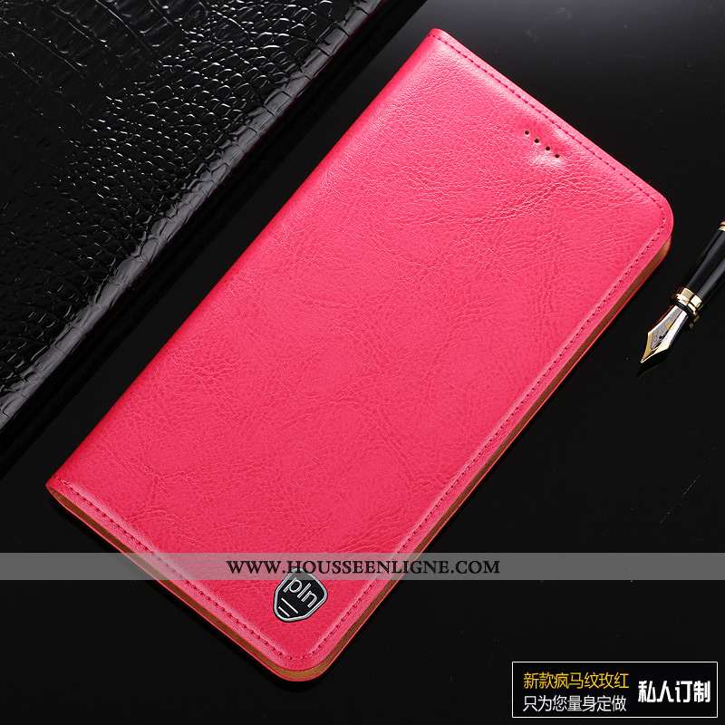 Étui Sony Xperia Xa1 Cuir Véritable Cuir Rouge Téléphone Portable Coque Incassable Rose