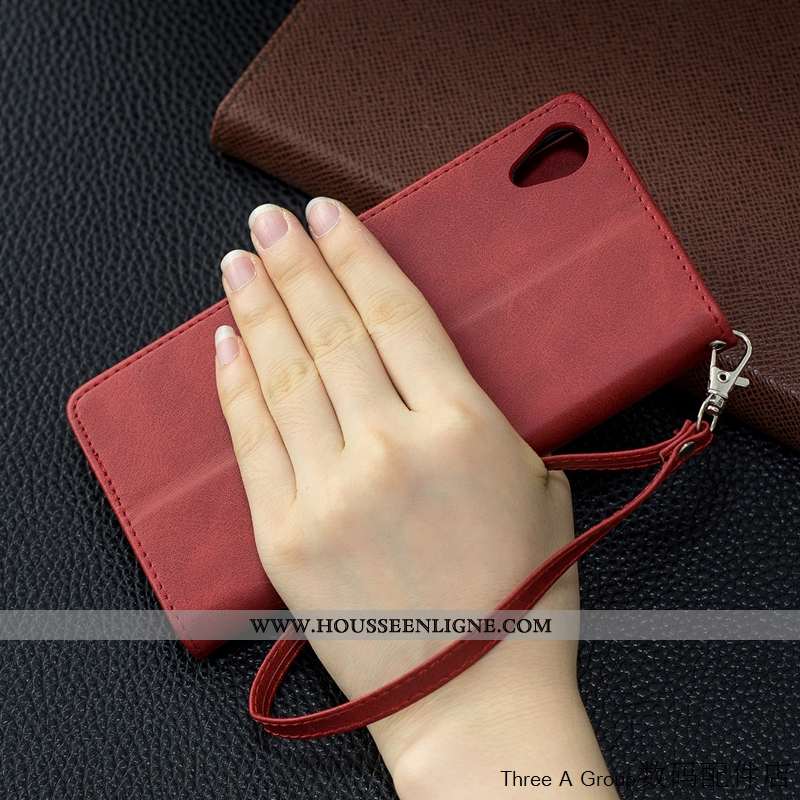 Étui Sony Xperia Xa1 Plus Cuir Protection Téléphone Portable Incassable Tout Compris Rouge Business
