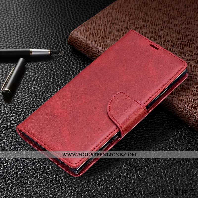 Étui Sony Xperia Xa1 Plus Cuir Protection Téléphone Portable Incassable Tout Compris Rouge Business