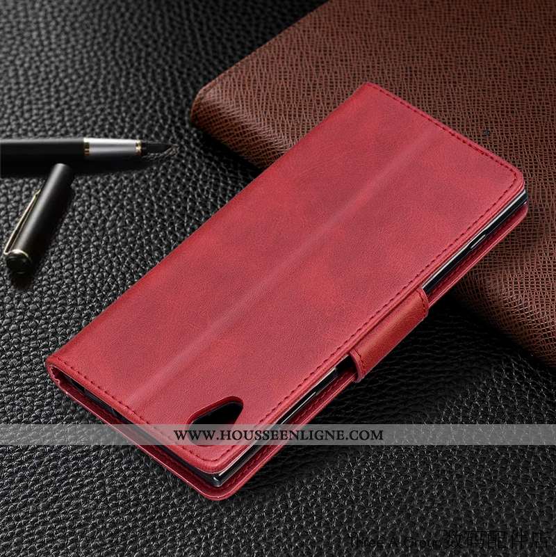 Étui Sony Xperia Xa1 Plus Cuir Protection Téléphone Portable Incassable Tout Compris Rouge Business