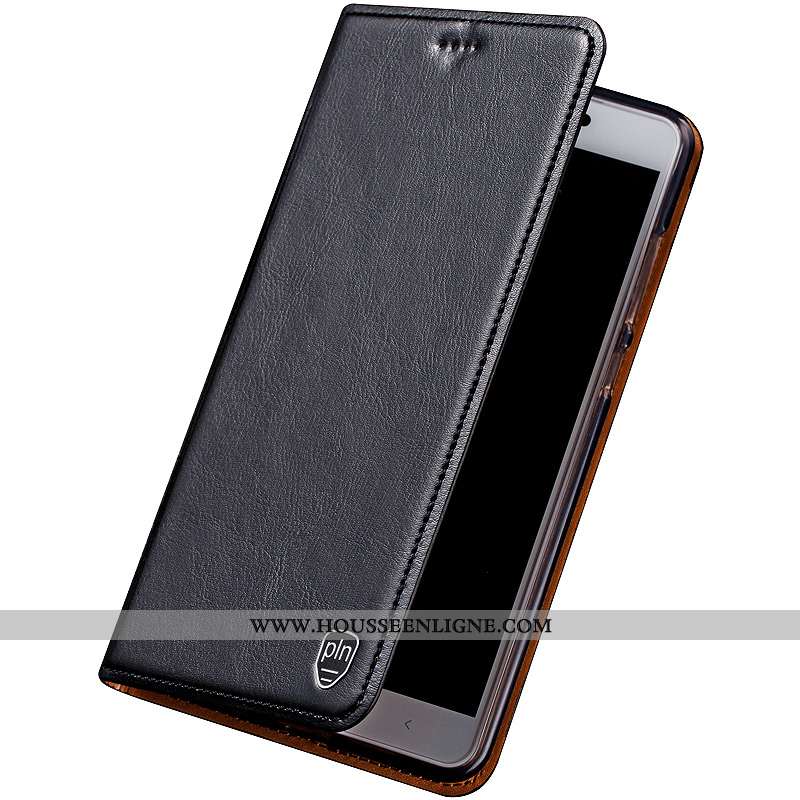 Étui Sony Xperia Xa1 Plus Cuir Véritable Manuel Coque Cuir Noir Protection