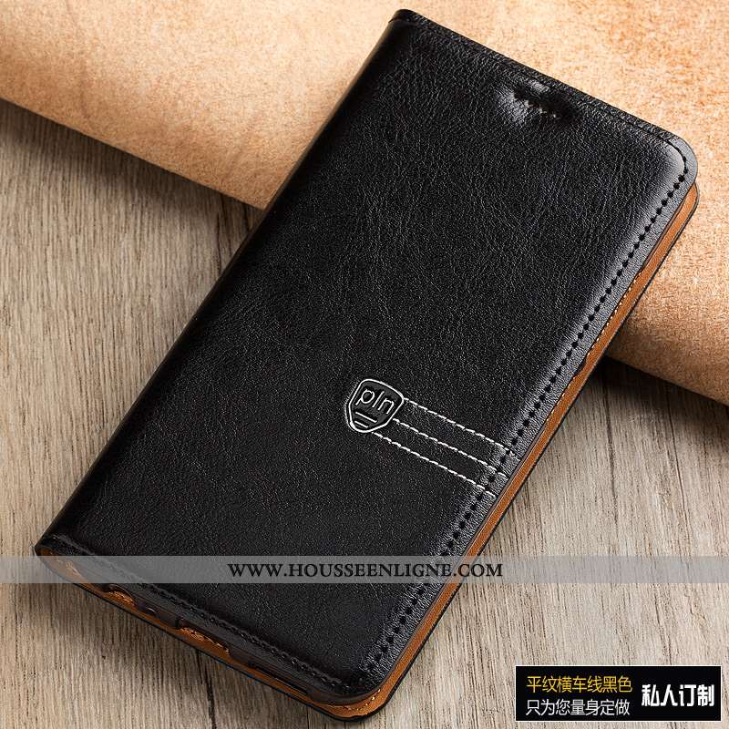 Étui Sony Xperia Xa1 Plus Cuir Véritable Manuel Coque Cuir Noir Protection