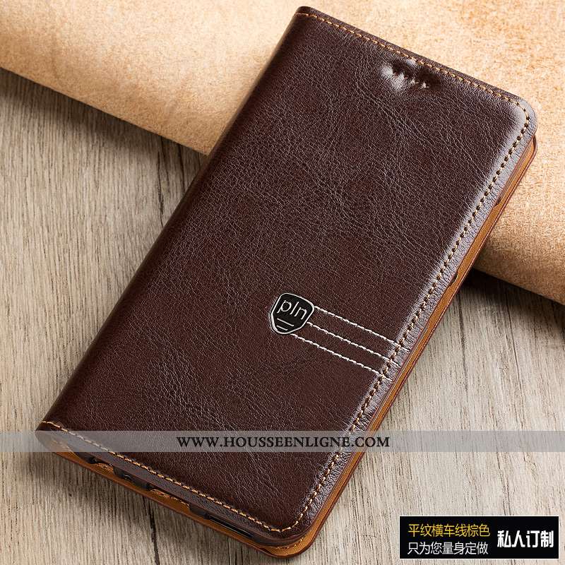 Étui Sony Xperia Xa1 Plus Cuir Véritable Manuel Coque Cuir Noir Protection