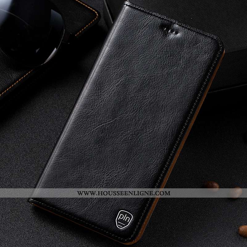 Étui Sony Xperia Xa1 Plus Cuir Véritable Manuel Coque Cuir Noir Protection