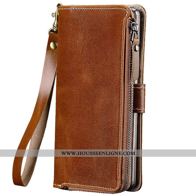 Étui Sony Xperia Xa1 Plus Cuir Véritable Portefeuille Noir Téléphone Portable Protection Coque