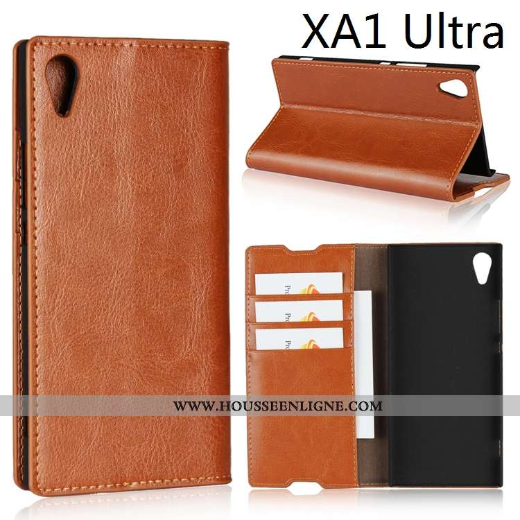 Étui Sony Xperia Xa1 Ultra Cuir Véritable Cuir Noir Coque Téléphone Portable